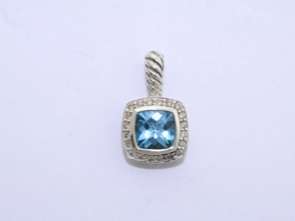 David Yurman Sterling London Blue Topaz Diamond Pendant  