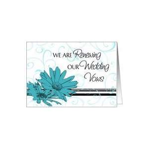  Wedding Vow Renewal Invitation, Turquoise Floral Card 