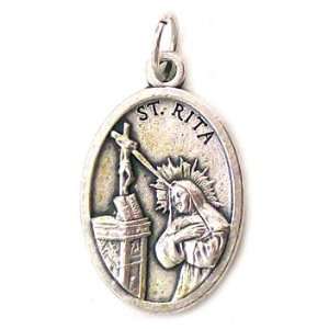  Saint Rita Oxidized Medal   MADE IN ITALY Jewelry