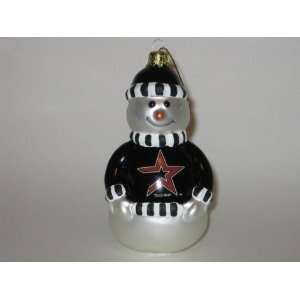  HOUSTON ASTROS 6 tall and 3 wide Blown Glass Snowman 