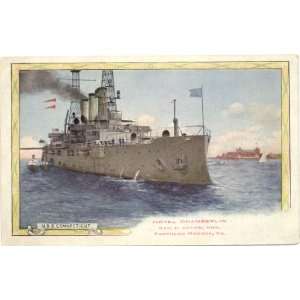  1910 Vintage Naval Postcard Battleship U.S.S. Connecticut 