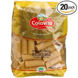 Colavita Whole Wheat Rigatoni, 16 Ounce Bags (Pack of 20)  