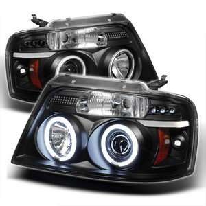  04 08 Ford F 150 Black CCFL Halo Projector Headlights 