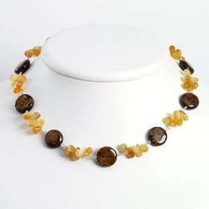  Sterling Silver Brown Stone/Citrine Necklace Jewelry