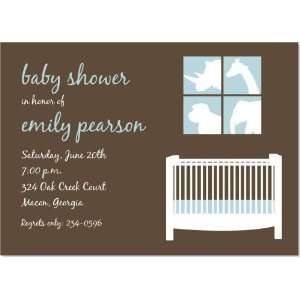    Modern Teal Nursery Baby Shower Invitations