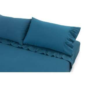  DKNY Blue Poet Ruffle Hem Cotton Pillowcases, Peacock 