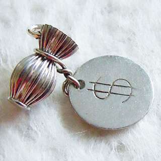   PLEATED MONEY BAG ~ $ SIGN TAG sterling silver charm ~ finance savings