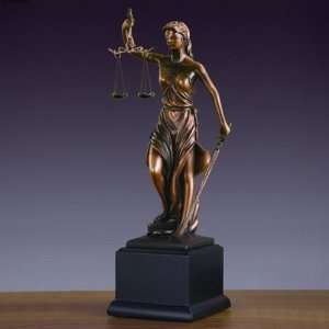 Lady Justice Bronze Plated Resin Sculpture, 13.5 inches H