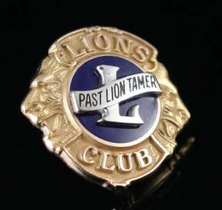 WELL CAST 10K GOLD ENAMELED LIONS CLUB LAPEL PINS  