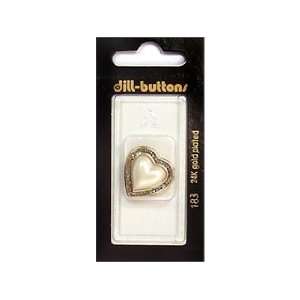   Dill Buttons 23mm Shank Heart White/Gold 1 pc (6 Pack)