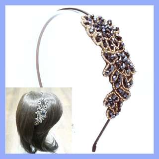 Luxury Flower cubic beads Hair band Headband NAVY  
