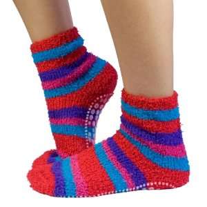   Studios Spa Socks, Red with Teal/Fuchsia,/Blue Stripes