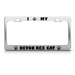 Devon Rex Cat Chrome Animal license plate frame Stainless Metal Tag 