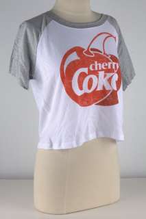Coca Cola White Cherry Coke Baseball Crop Tee 2449  