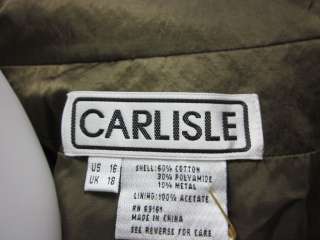 CARLISLE Olive Green Button Up Cropped Jacket Sz 16  