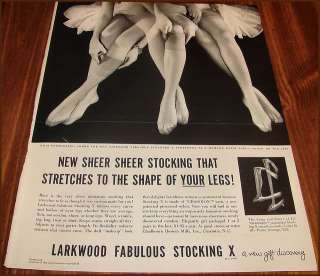 1954 LARKWOOD SEAMED Nylon STOCKINGS Hosiery Photo AD  