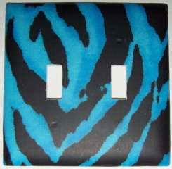 Zebra Blue Light Switch Plates Electrical Outlet Covers  