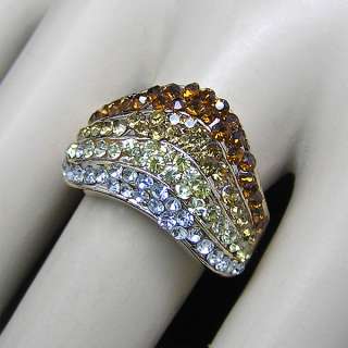 Gold plate ring Swarovski Crystal US Size 7/UK O R101  