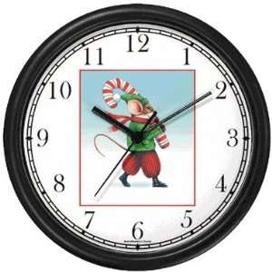 Christmas Mouse with Candy Cane   JP Wall Clock by WatchBuddy 