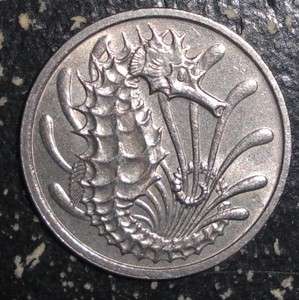 Singapore 10 cents Seahorse fish animal coin  