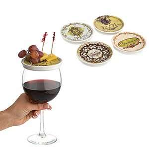   Ceramic Wine Glass Toppers Plate Set For Appetizers