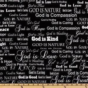  44 Wide Inspirational God Is Kind Black Fabric By The 