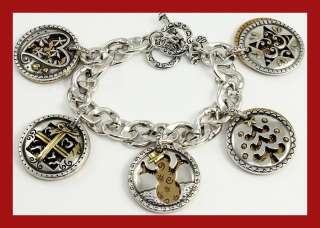 Brighton HOLIDAY DREAM Charm Silver/Gold Bracelet NWOT & Pouch  