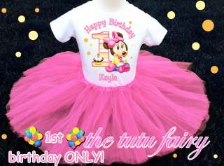   birthday minnie mouse baby shirt & pink tutu set outfit name 12 18 mos