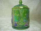   Marigold Indiana Carnival Glass Open Lace Candy Dish w Dome Lid Grape
