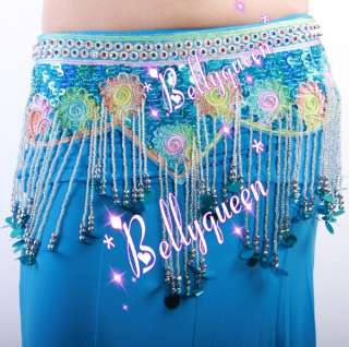 Belly Dance Costume 3pcs Bra Belt with Skirt Turquoise  