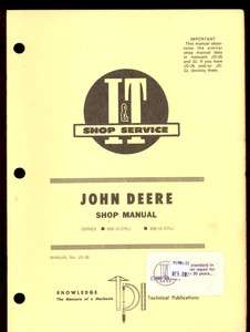   DEERE I&T SHOP MANUAL SERIES 820 (3 CYL) / 830 (3 CYL) TRACTOR  