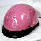 New Motorcycle Scooter Half Face Helmet Pink Flame Size M L XL XXL 