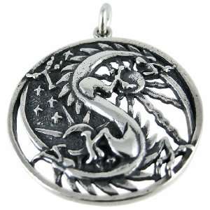  Sterling Silver Dragon Yin / Yang Pendant Jewelry