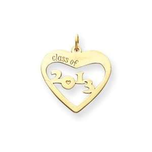  14k Class of 2013 Heart Cut Out Pendant   Measures 19x20mm 