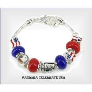  Pandora Style Bracelets Patriotic USA OB01547ASMUL Office 
