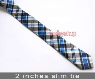 Blue Argyle Skinny Necktie Emo Punk Slim 2 Tie #113  