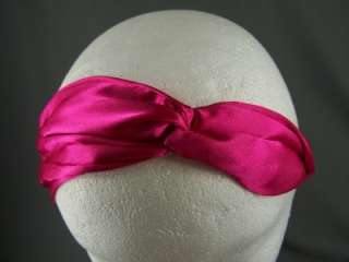 Pink satin turban twist wired headband head hair scarf  