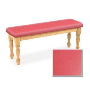   Farmhouse Dining Bench with Pink Vinyl Cushion Furniture & Decor