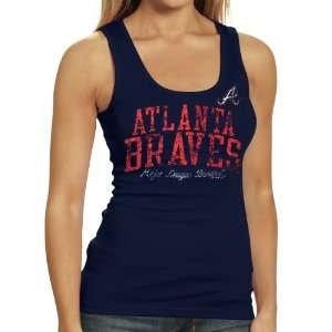  MLB Atlanta Braves Ladies Line Up Tank Top   Navy Blue 