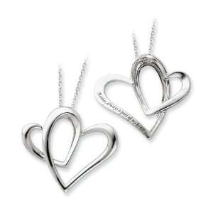    925 Sterling Silver Mother Open Heart Pendant Necklace Jewelry