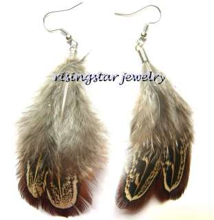 Ethnic Shaman Natural Feather Tribal Style Fashion Earrings  