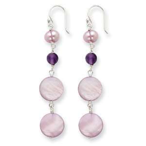   Amethyst/Purple Mother of Pearl/FW Cultured Pearl Earring Jewelry