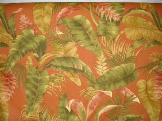 TERRACOTA GREEN GOLD TROPICAL FLORAL OUTDOOR FABRIC  