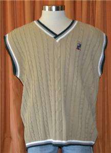   LIGHT BROWN ACRYLIC COTTON PULLOVER GOLF SWEATER VEST MENS XL  