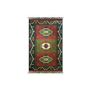  Wool and jute rug, Kashmir Meadow (5x8)