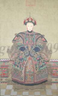 JUNOESQUE CHINESE QING dynasty empress SCROLL PAINTING  