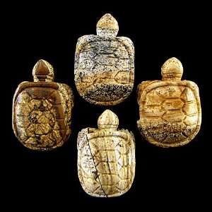  39mm picture jasper carved turtle pendant bead