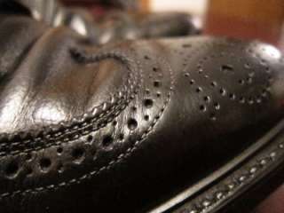 Mint Vtg 1960s Hanover Made In USA Black Wingtip Oxford Leather Shoes 