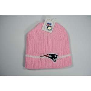  New England Patriot Pink with White Stripe Knit Beanie Cap 