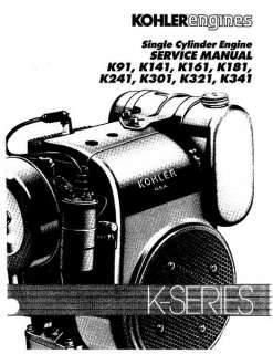 KOHLER ENGINE SERVICE MANUAL K181 K241 K301 K321 K341 REPAIR SHOP 